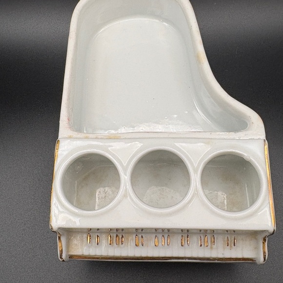 Vintage DeVilbiss Ceramic Floral Piano W/Gold Accents Candle Holder Trinket Box - Picture 7 of 16